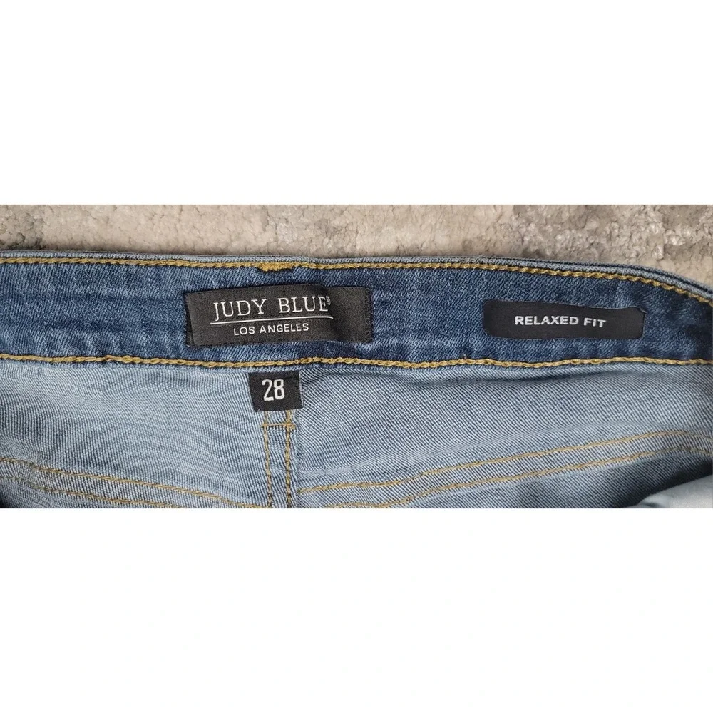 Judy Blue Relaxed Fit Stretch Logo Jeans Women's Blue Denim Sz 28x26 - Picture 7 of 9